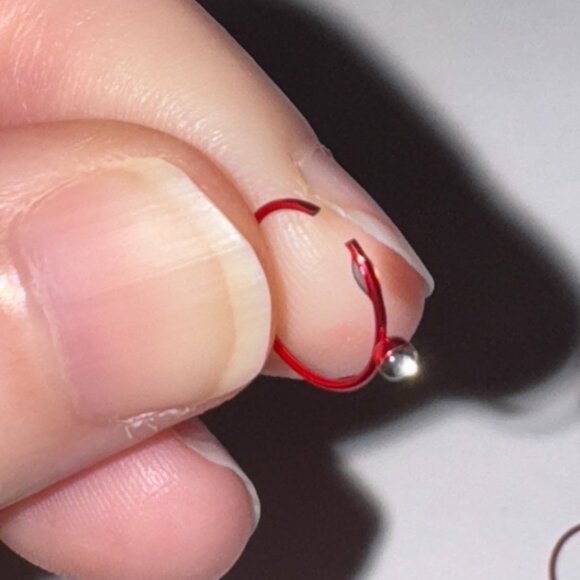 Red 22 Gauge Titanium Plated Hoop Nose Rings - Picture 6 of 10